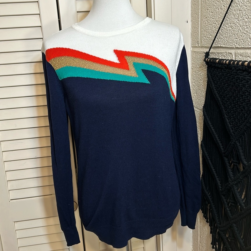 Brighton Navy and Multicolor Crew Neck Sweater